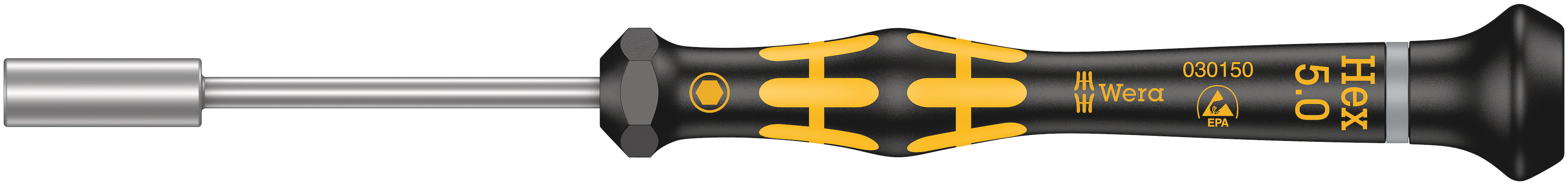 Wera Hexagon Nut Driver, 5 mm Tip, 60 mm Blade, 157 mm Overall