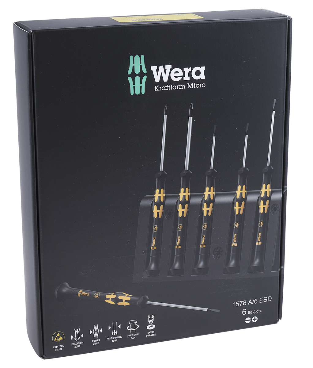 05030170001 Wera Slotted, Phillips Precision, 6-Piece ESD Safe
