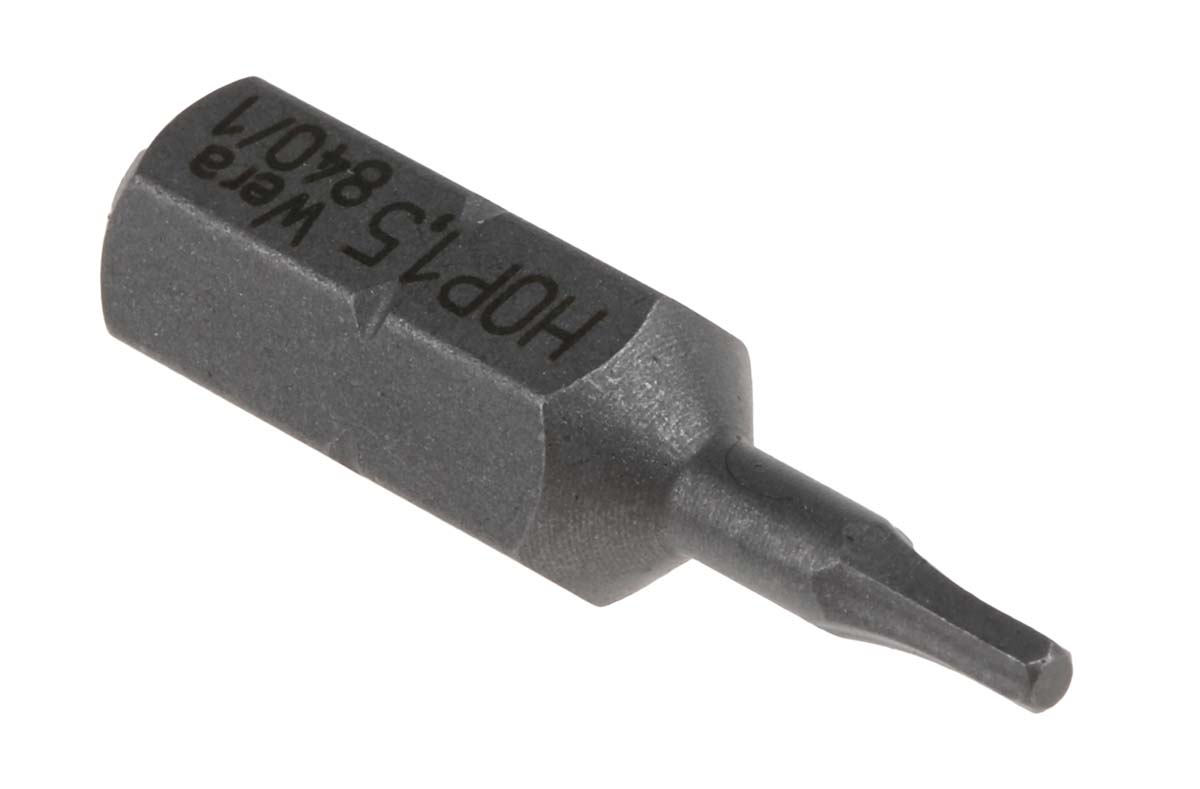 05056303001 Wera Hex Screwdriver Bit, 0.25 mm Tip, 1.5 mm Tip, Hex Drive, 65 mm Overall 1-Piece