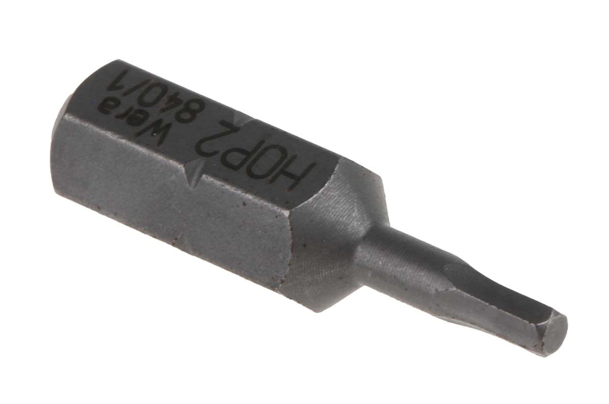 05056305001 Wera Hex-Plus Screwdriver Bit, 1/4 in Tip, 2 mm Tip, Hex Drive, 25mm Overall 1-Piece