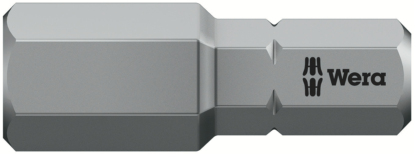 Wera Hex-Plus Screwdriver Bit, 0.25 mm Tip, 8 mm Tip, Hex Drive, 25 mm Overall 1-Piece