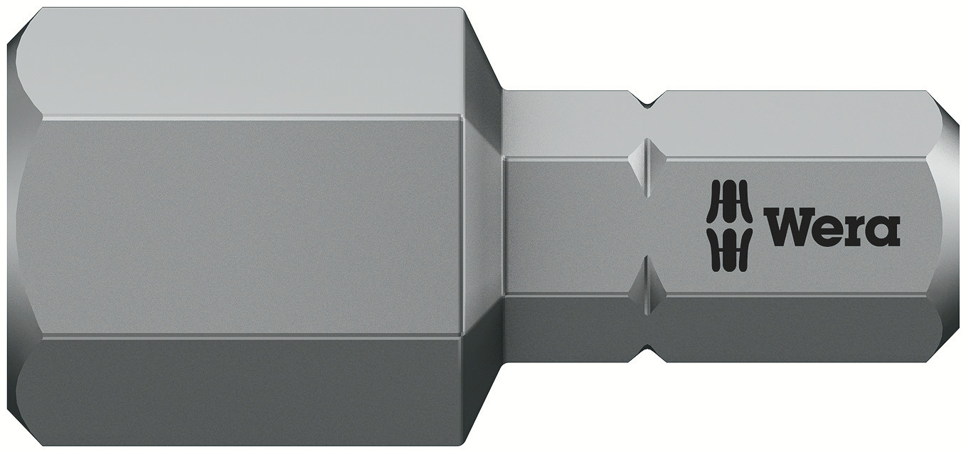Wera Hex-Plus Screwdriver Bit, 0.25 mm Tip, 10 mm Tip, Hex Drive, 25 mm Overall 1-Piece