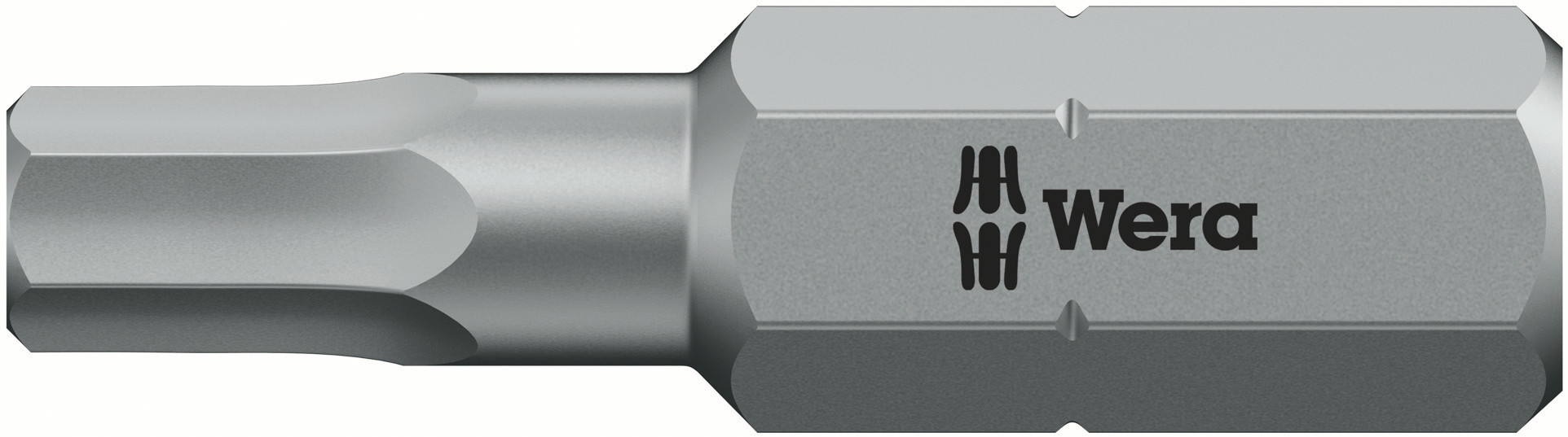 Wera Hex Screwdriver Bit, 0.25 mm Tip, 4 mm Tip, Hex Drive, 25mm Overall 1-Piece