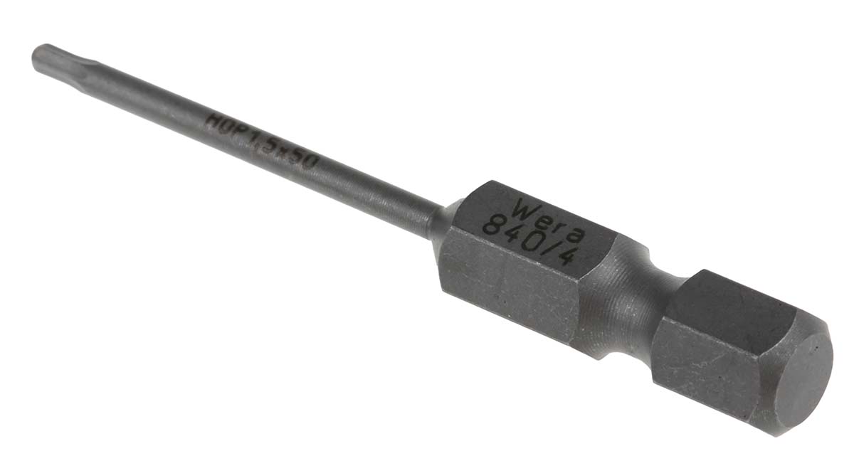 05059602001 Wera Hex Screwdriver Bit, 1/4 in Tip, 1.5 mm Tip, Hex Drive, 50mm Overall 1-Piece