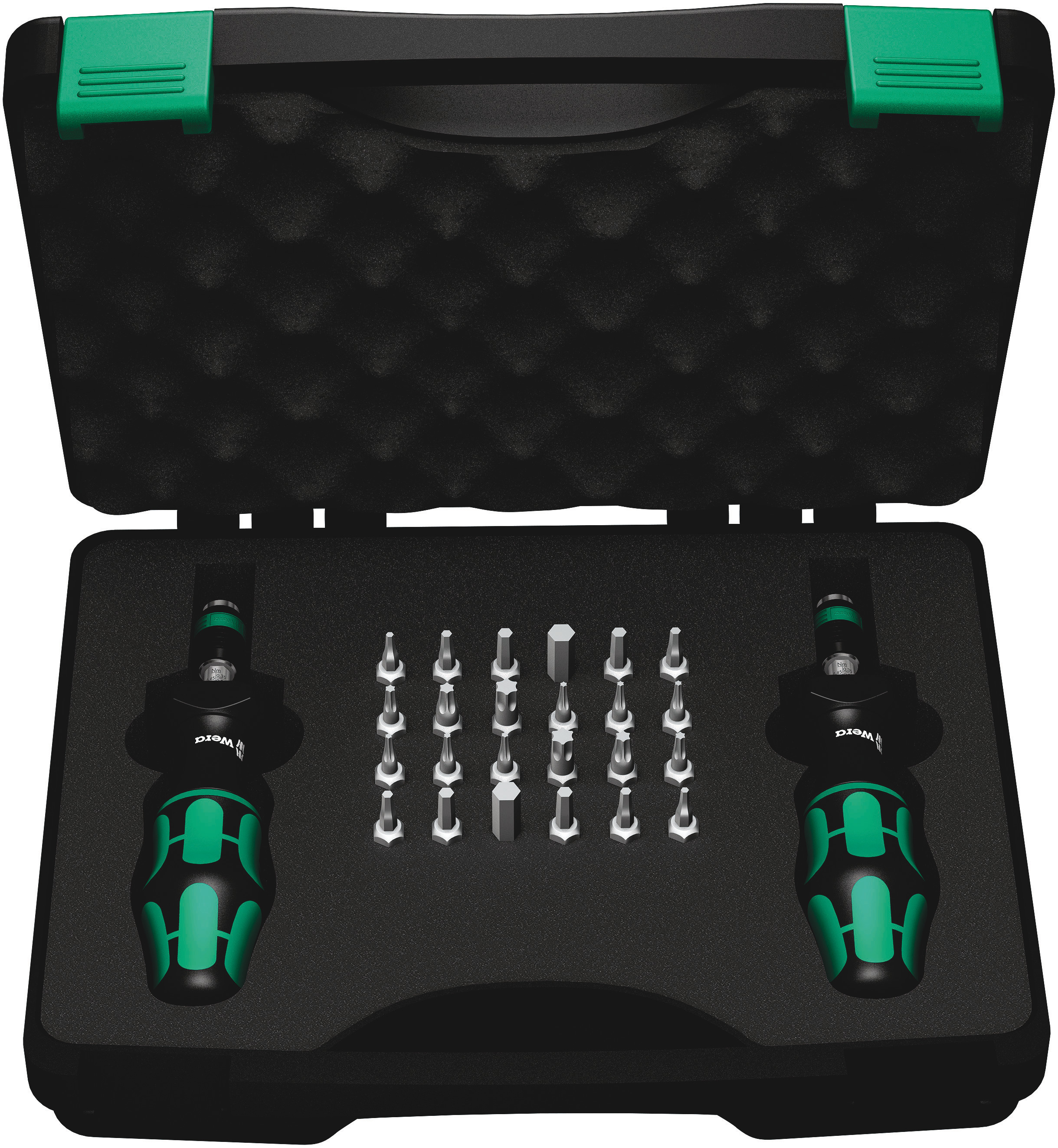Wera Torque Screwdriver Hex-Plus, Slotted, Torx, Torx Plus Torque Screwdriver & Bit Set, 0.3 to 3 Nm, 1/4 in Drive, ±6 %