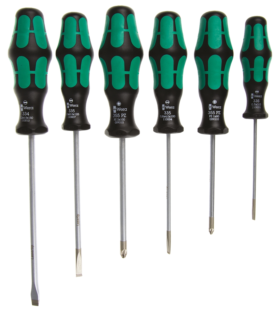 05105656001 Wera Pozidriv, Slotted Standard Screwdriver Set, 6-Piece