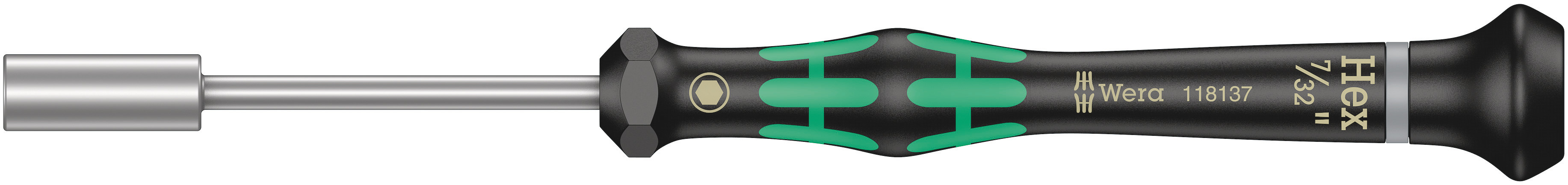 Wera Hexagon Nut Driver, 7/32 in Tip, 60 mm Blade, 157 mm Overall