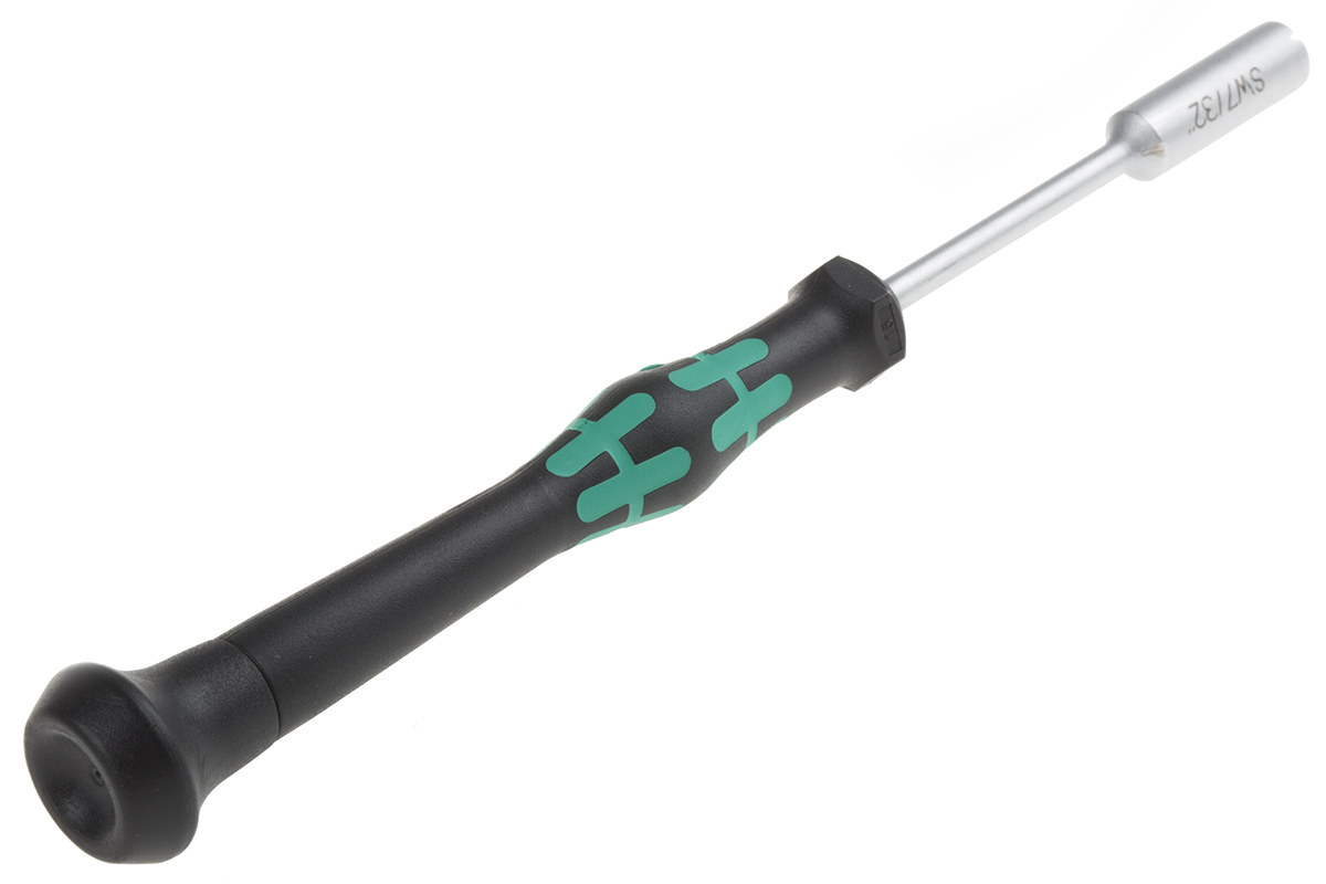 05118137001 Wera Hexagon Nut Driver, 7/32 in Tip, 60 mm Blade, 157 mm Overall