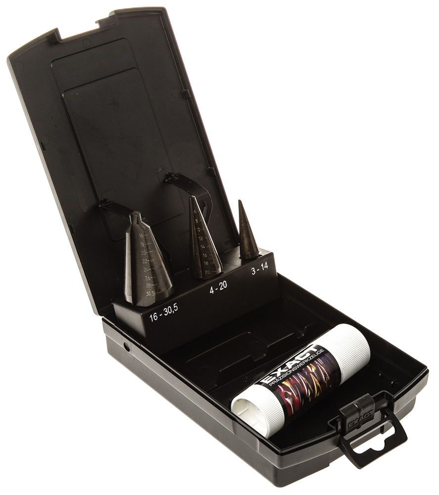 EXACT 3-Piece Step Drill Bit Set for Metal, 30.5 mm Max, 3 mm Min, HSS Bits