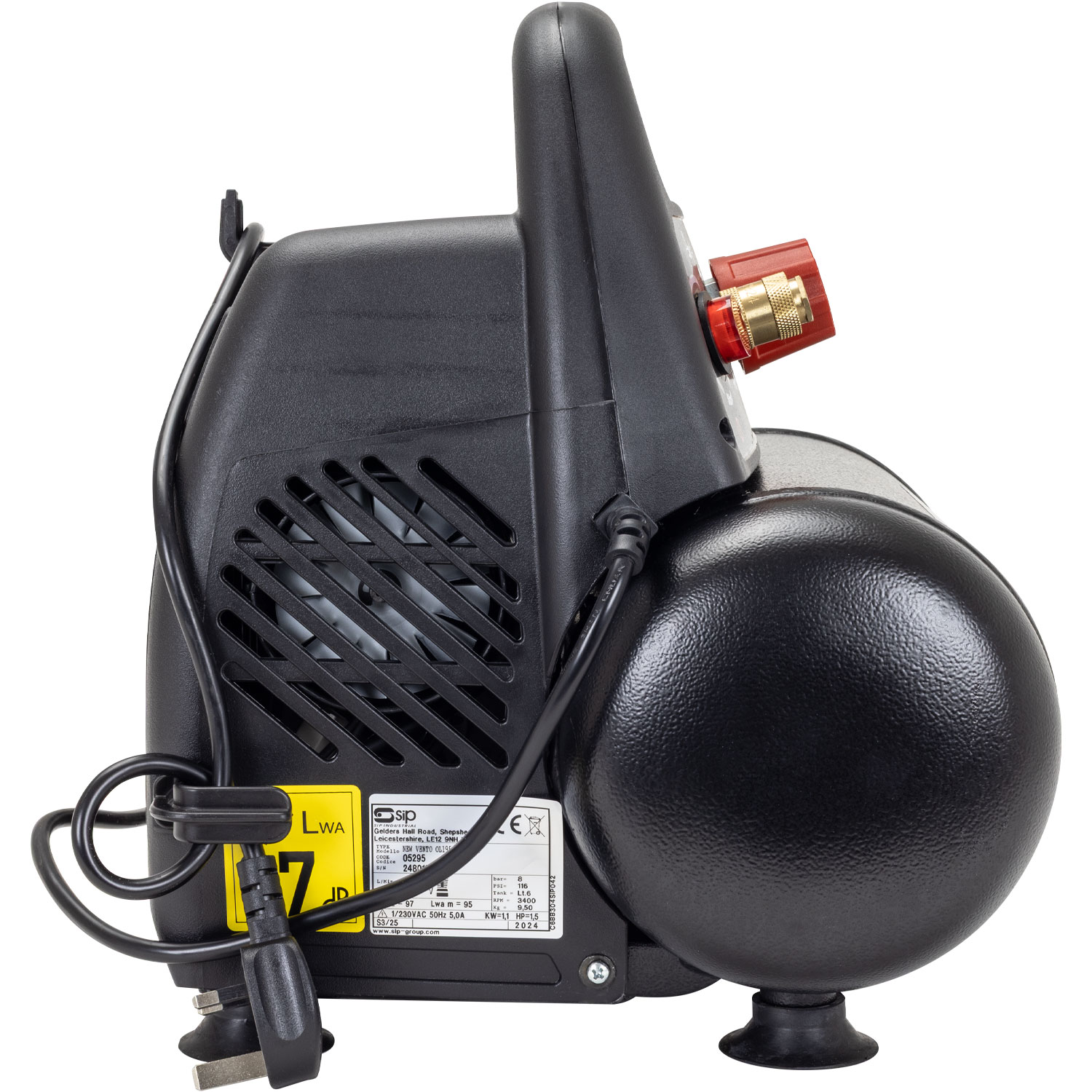 05295 SIP 1.5 HP Air Compressor, 8 bar, 9.5 kg, 6 L