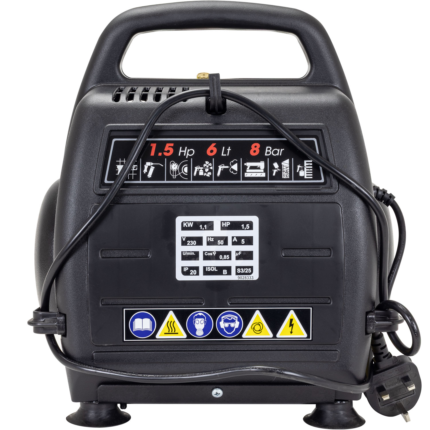 05295 SIP 1.5 HP Air Compressor, 8 bar, 9.5 kg, 6 L