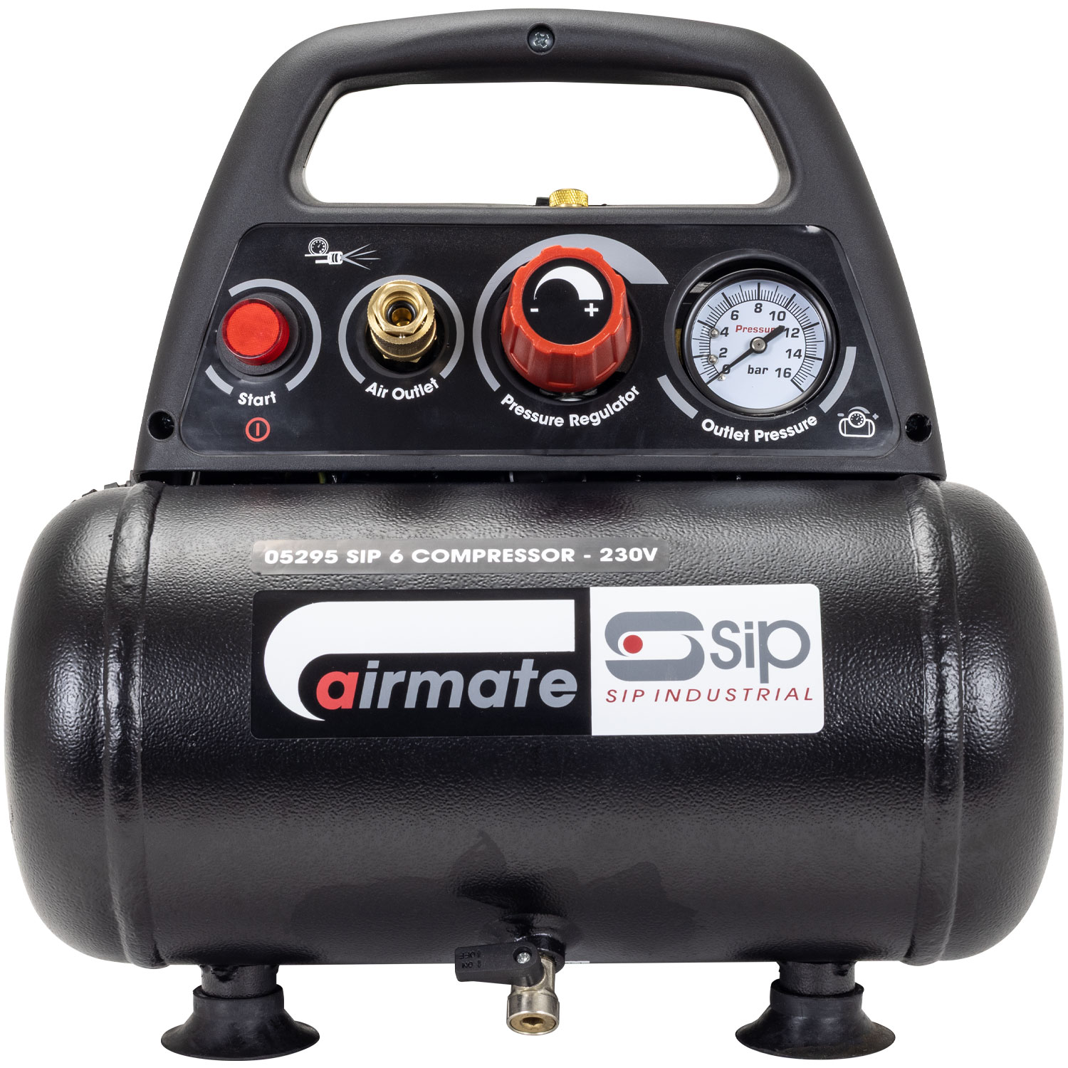 05295 SIP 1.5 HP Air Compressor, 8 bar, 9.5 kg, 6 L