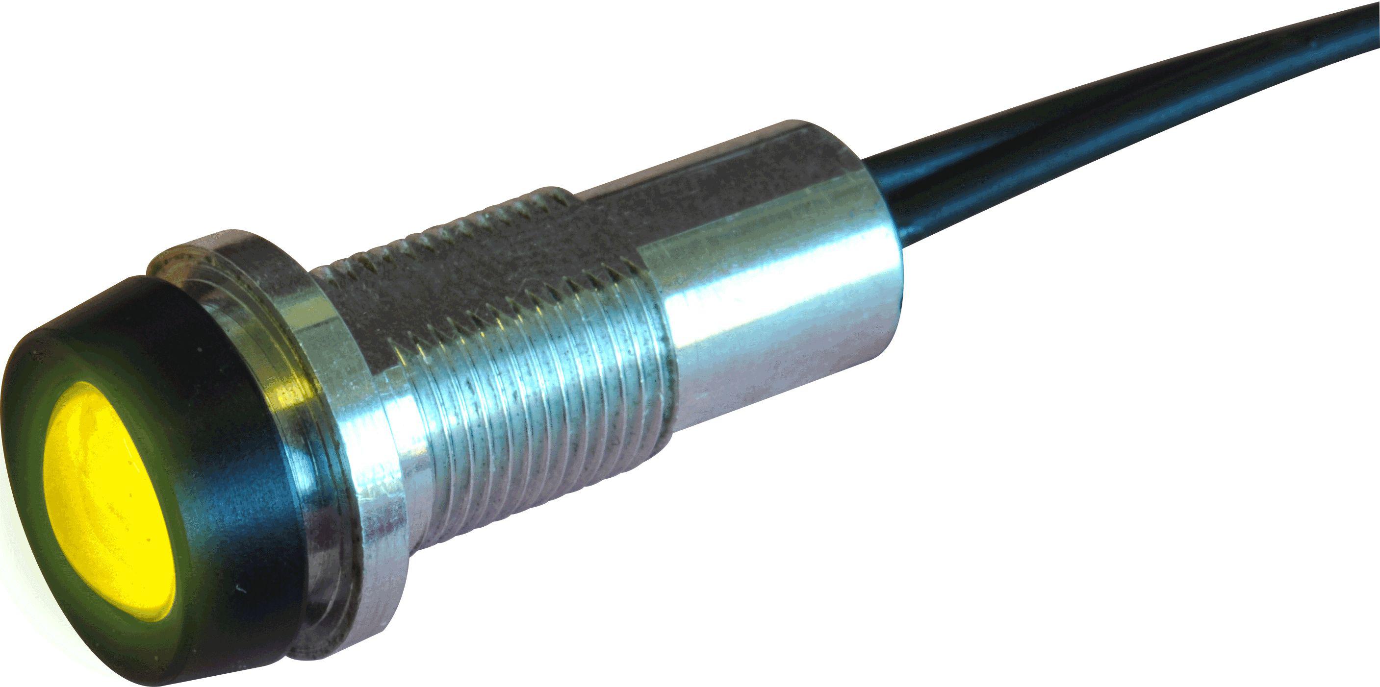 Oxley STRLH10 Series Yellow Indicator, 230V dc, 10mm Mounting Hole Size, Lead Wires Termination, IP68