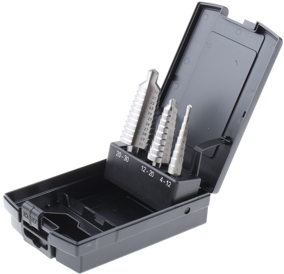 EXACT 3-Piece Step Drill Bit Set for Metal, 30 mm Max, 4 mm Min, HSS Bits