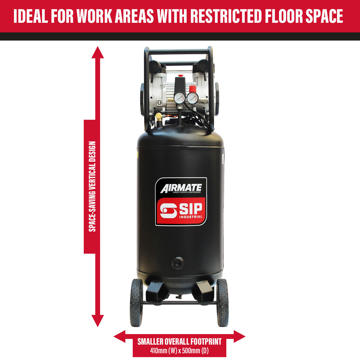 05484 SIP 3 HP Compressor, 8 bar, 53.5 kg, 100 L