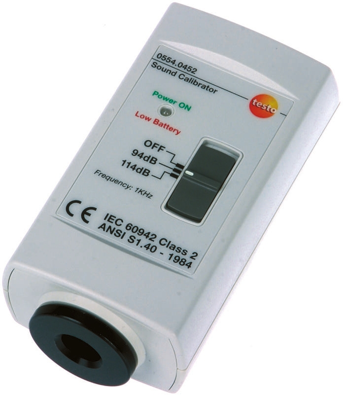 Testo 0554 0452 Sound Level Calibrator, ±0.5 dB Accuracy, 114 dB Output, 1 in Microphone