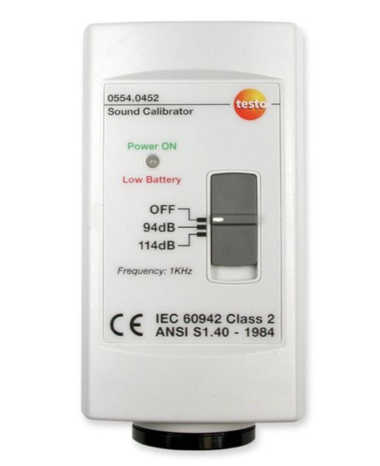 0554-0452 Testo 0554 0452 Sound Level Calibrator, ±0.5 dB Accuracy, 114 dB Output, 1 in Microphone
