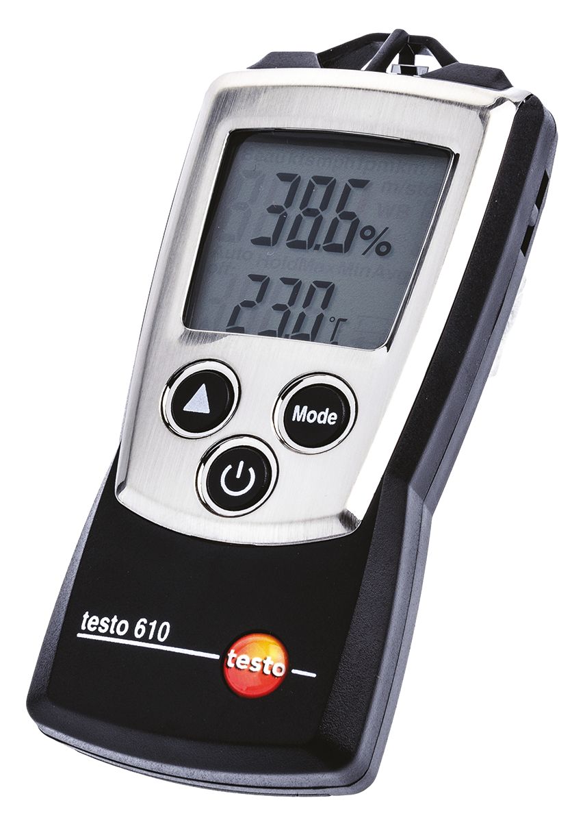 Testo 610 Hygrometer 50 °C, ±2.5 %RH Accuracy, 50 °C Max, 100 %RH Max, RSCAL