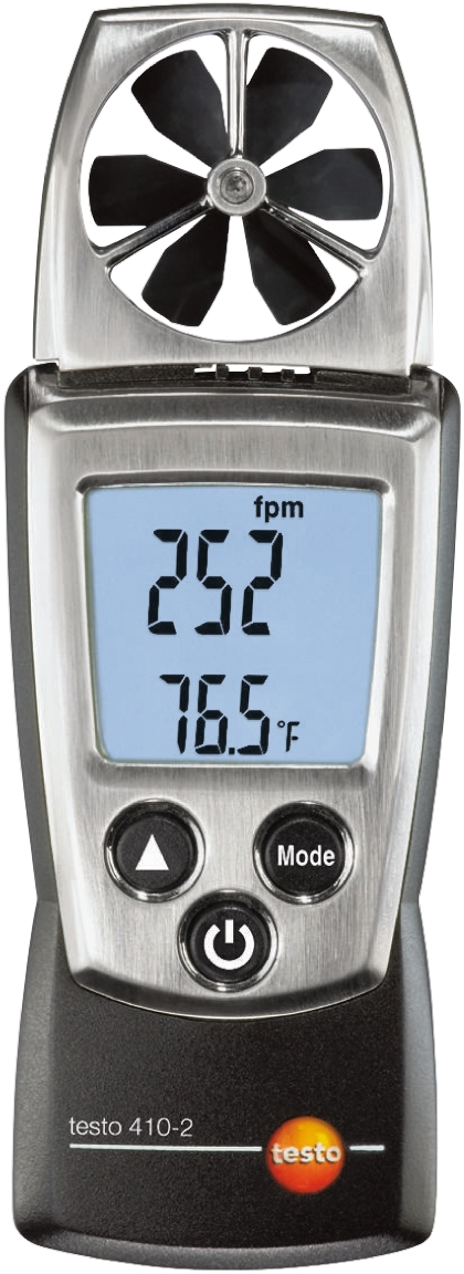 Testo 410-2 Rotary Vane, NTC Anemometer, Measures Humidity, Air Velocity, Temperature, 20 m/s