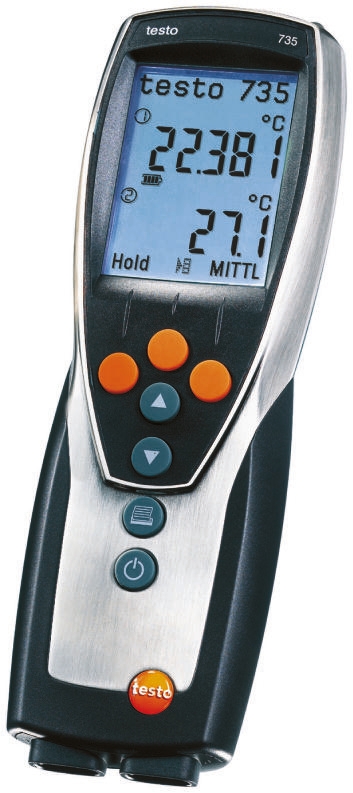 Testo 735-1 Wired Digital Thermometer, PT100 Probe, 3 Input(s), 1760 °C Max, ±0.2°C Accuracy