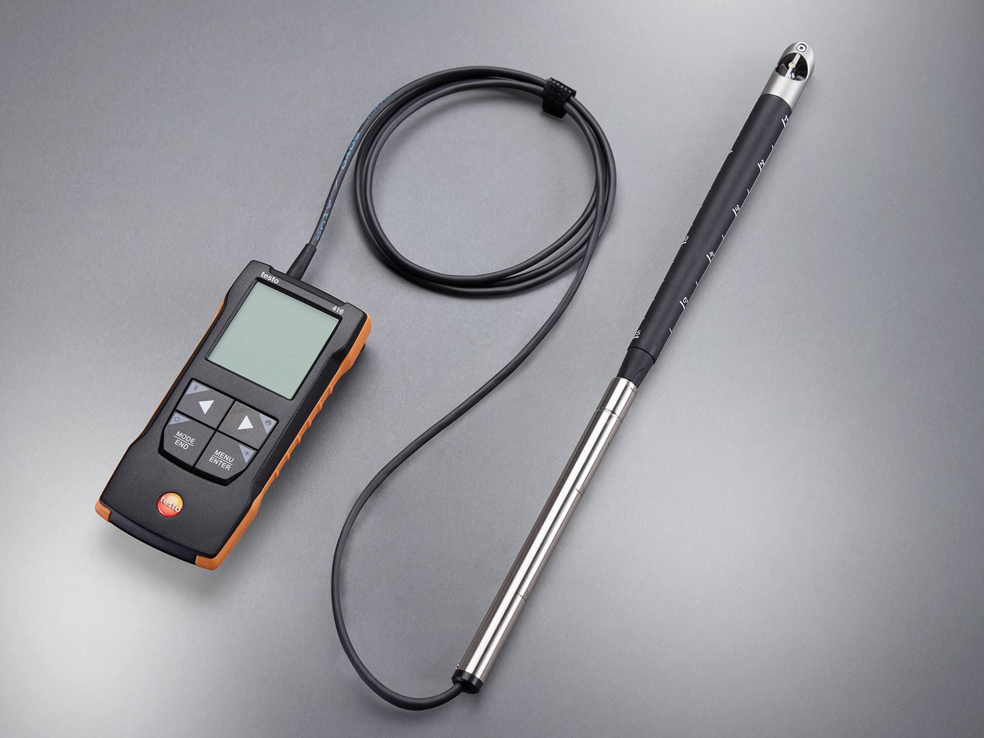 0563-0416 Testo 416 Telescopic Vane Anemometer, Measures Volume Air Flow, 40 m/s