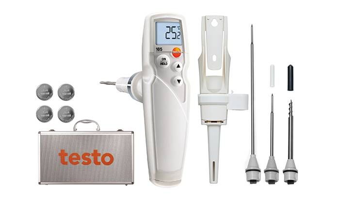 Testo 105 Wireless Digital Thermometer, Penetration, Immersion Probe, 1 Input(s), 275 °C Max, ±0.5 °C (-20 → +100