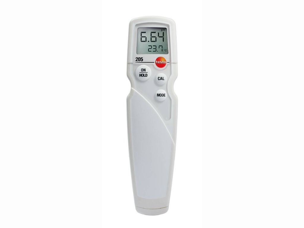 0563-2051 Testo 205 pH Meter, ±0.02 pH Accuracy, 0.01 pH Resolution, 14 pH Max, 60 °C Max