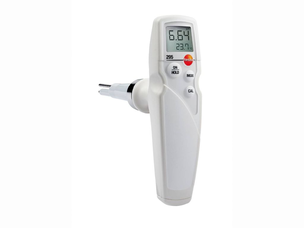 0563-2051 Testo 205 pH Meter, ±0.02 pH Accuracy, 0.01 pH Resolution, 14 pH Max, 60 °C Max