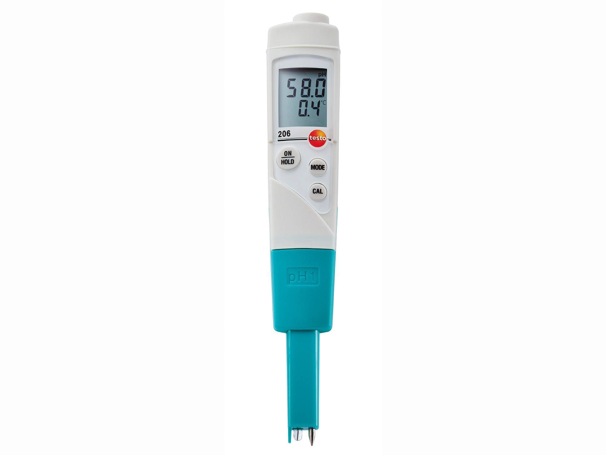 0563-2065 Testo 206-pH1 Starter Set pH Meter, ±0.02 pH Accuracy, 0.01 pH Resolution, 14 pH Max, 60 °C Max