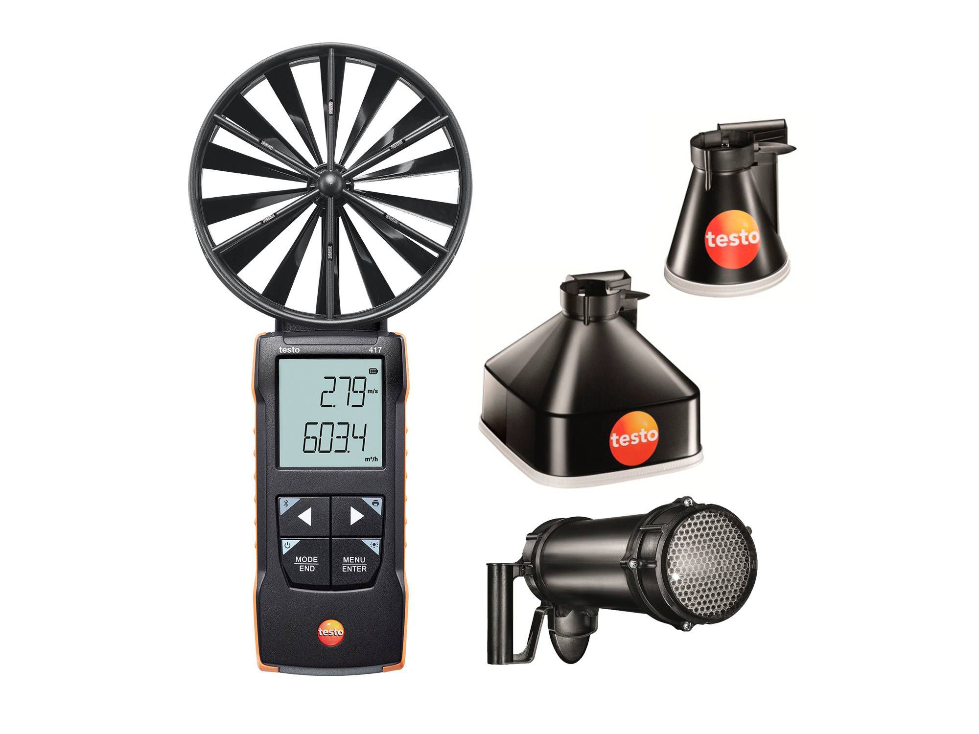 Testo 417 Set 2 Vane Anemometer, Measures Volume Air Flow, 20 m/s