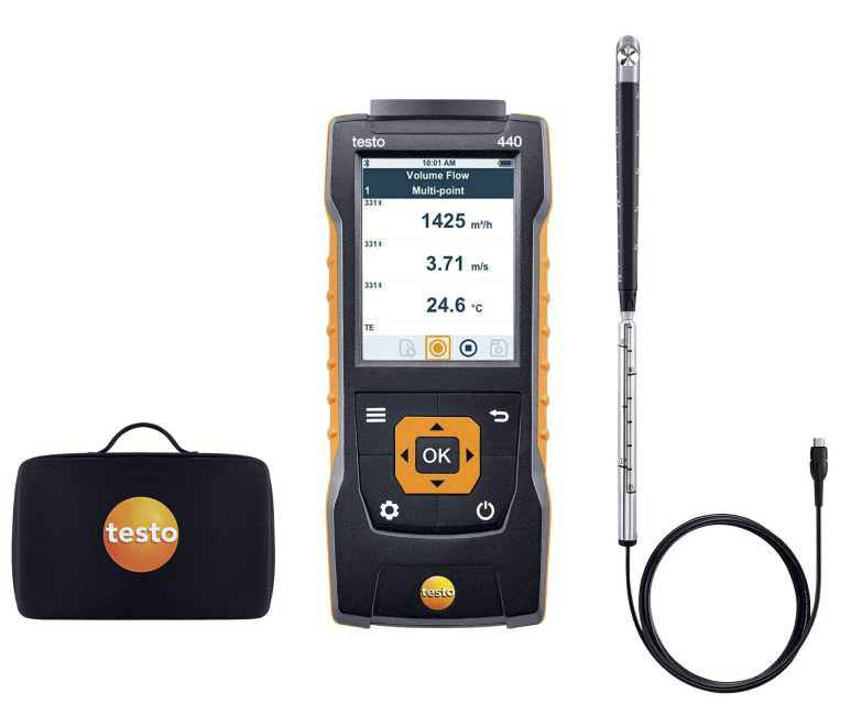 Testo 440 16 mm Vane Kit Tc, NTC, Vane Anemometer, Measures Air Velocity, Volume Flow, 50 m/s