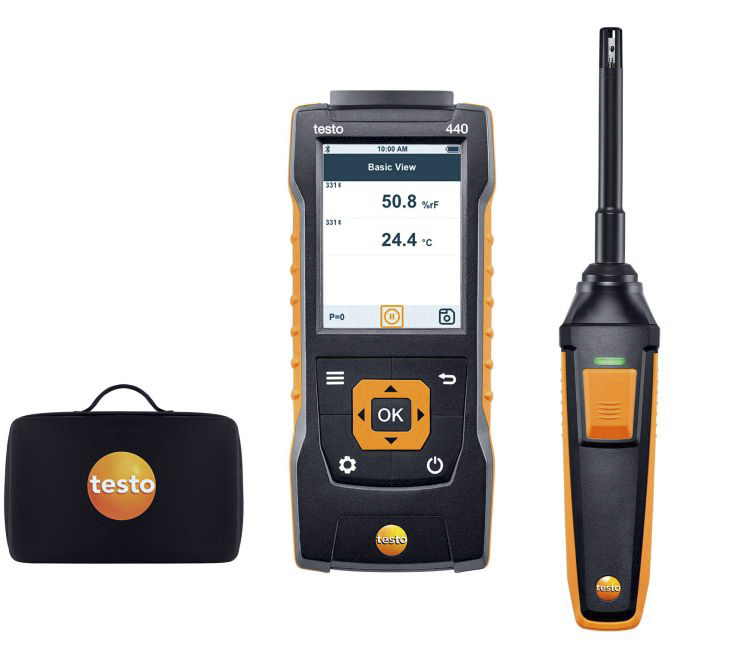 Testo 440 Humidity Kit with Bluetooth Tc, NTC, Humidity Anemometer, Measures Humidity, Temperature
