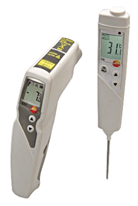 Testo 831 + 106 Kit Infrared Thermometer, -30 °C Min, 400 °C Max, ±1.5°C Accuracy, F, °C Measurements, RSCAL