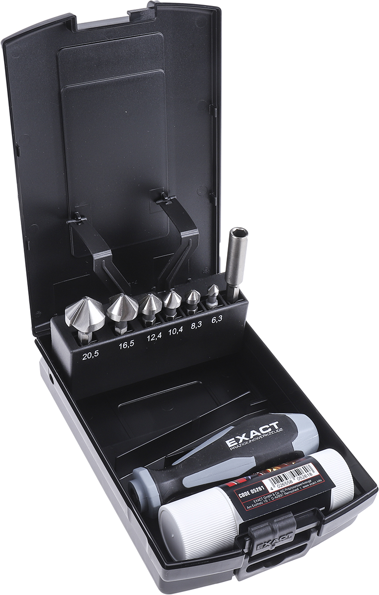 EXACT HSS Countersink Drill Bit Set, 20.5 mm Head, 3 Flute(s), 90 °, 9 Piece(s)