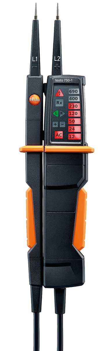 Testo 750-1, LED Voltage Tester, 690V ac/dc Continuity Check, Battery Powered Aurix, 0590 7501