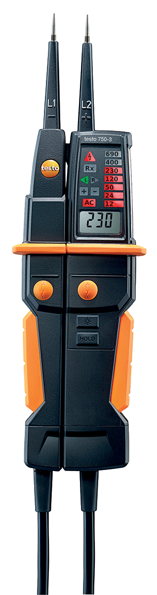 Testo 750-3, LED, LCD Voltage Tester, 690V ac/dc Continuity Check, Battery Powered Aurix, 0590 7503
