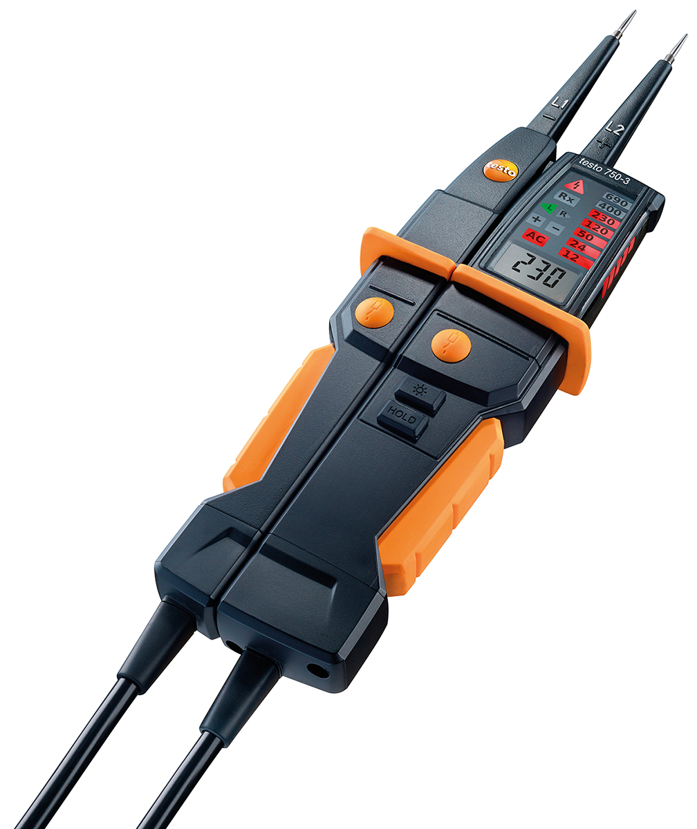 0590-7503 Testo 750-3, LED, LCD Voltage Tester, 690V ac/dc Continuity Check, Battery Powered Aurix RSCAL, 0590 7503