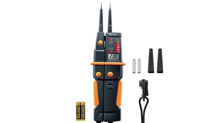 0590-7503 Testo 750-3, LED, LCD Voltage Tester, 690V ac/dc Continuity Check, Battery Powered Aurix RSCAL, 0590 7503