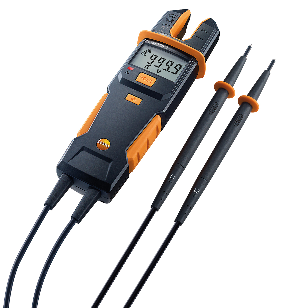 0590-7552 Testo 755-2, LCD Voltage Tester, 600V ac/dc Continuity Check, Battery Powered, 0590 7552