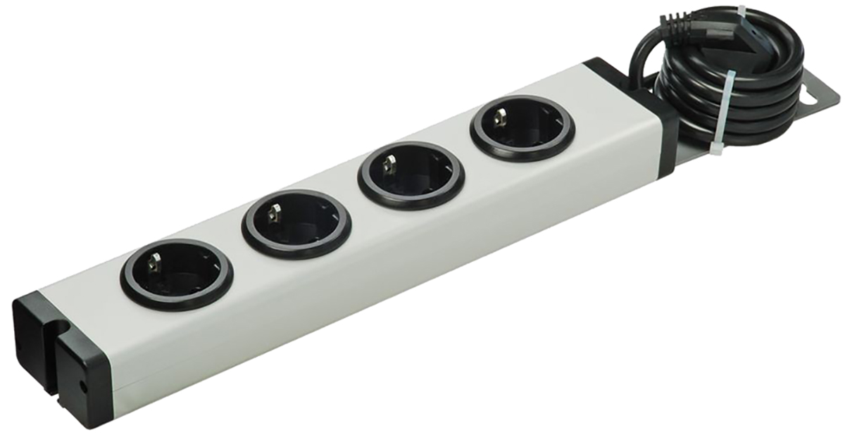 Bodo Ehmann Type F 4 Gang Socket Bar, 1.5m Cable, 16A, 250V ac