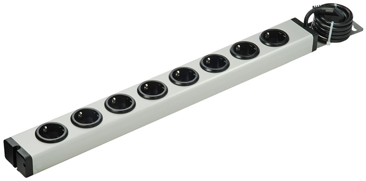 Bodo Ehmann Type F 8 Gang Socket Bar, 1.5m Cable, 16A, 250V