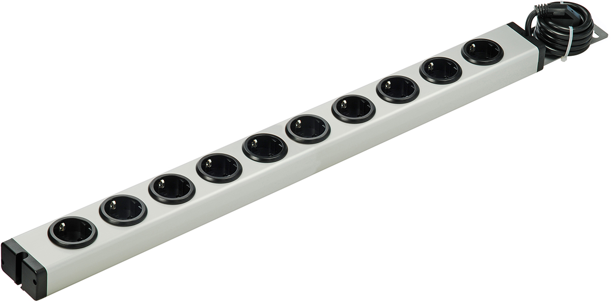 Bodo Ehmann Type F 10 Gang Socket Bar, 1.5m Cable, 16A, 250V ac