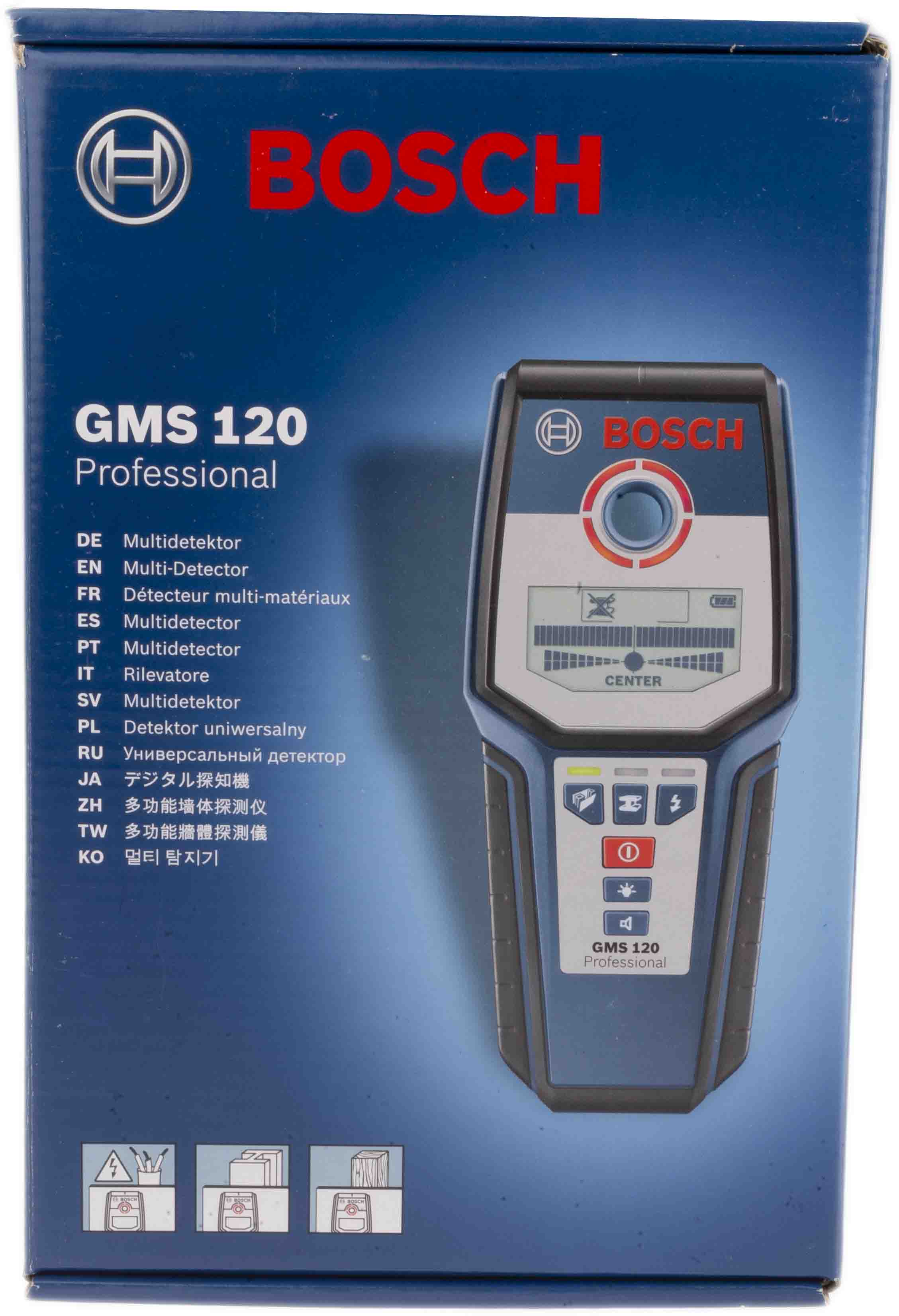 0601081000 Bosch GMS 120 Wall Scanner, LED Display Battery