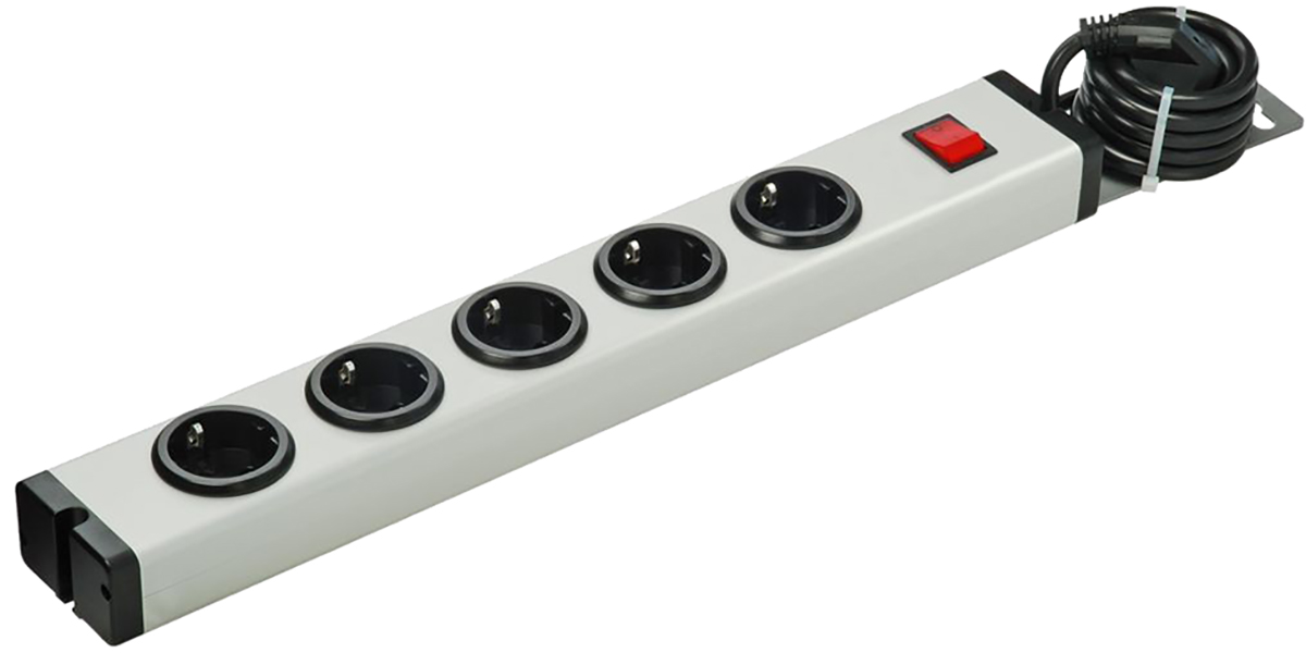 Bodo Ehmann Type F 5 Gang Socket Bar, 1.5m Cable, 16A, 250V