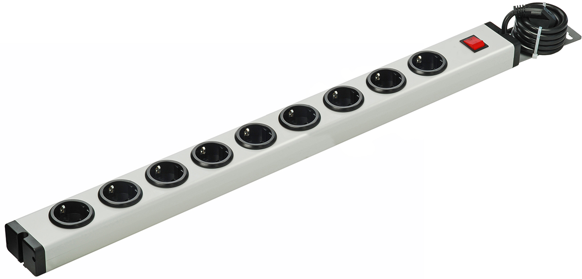 Bodo Ehmann Type F 9 Gang Socket Bar, 1.5m Cable, 16A, 250V