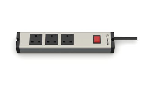 Bodo Ehmann Type G 3 Gang Trailing Socket & Power Distribution, 1.5m Cable, 16A, 230V