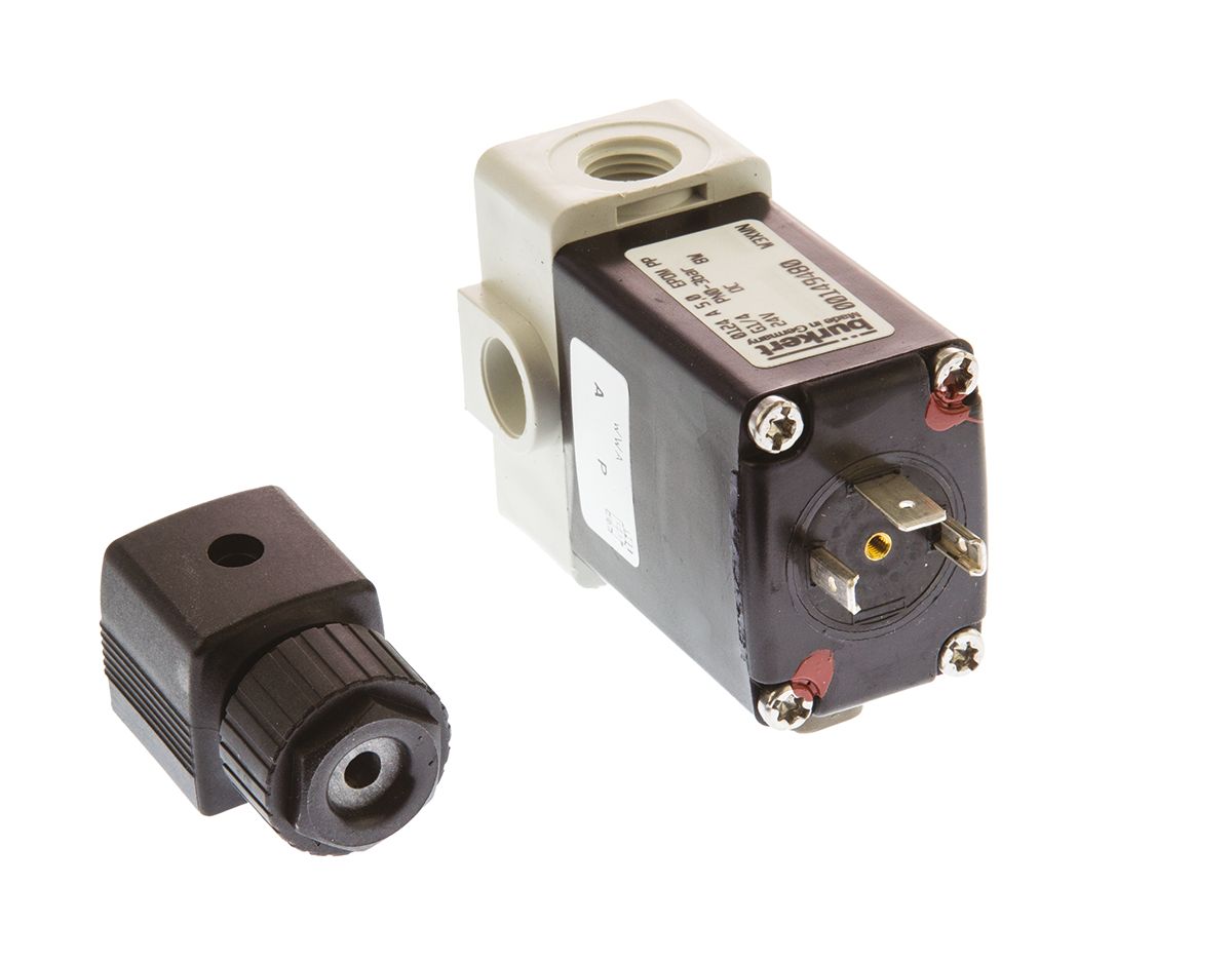 Burkert Solenoid Valve 061321, 2 Port, NC, 24V dc 1/4 in G, 6.35 mm