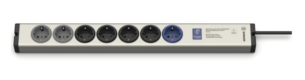 Bodo Ehmann Type F 7 Gang Socket Bar, 1.5m Cable, 16A, 250V RCD Protected Fused Surge Protection