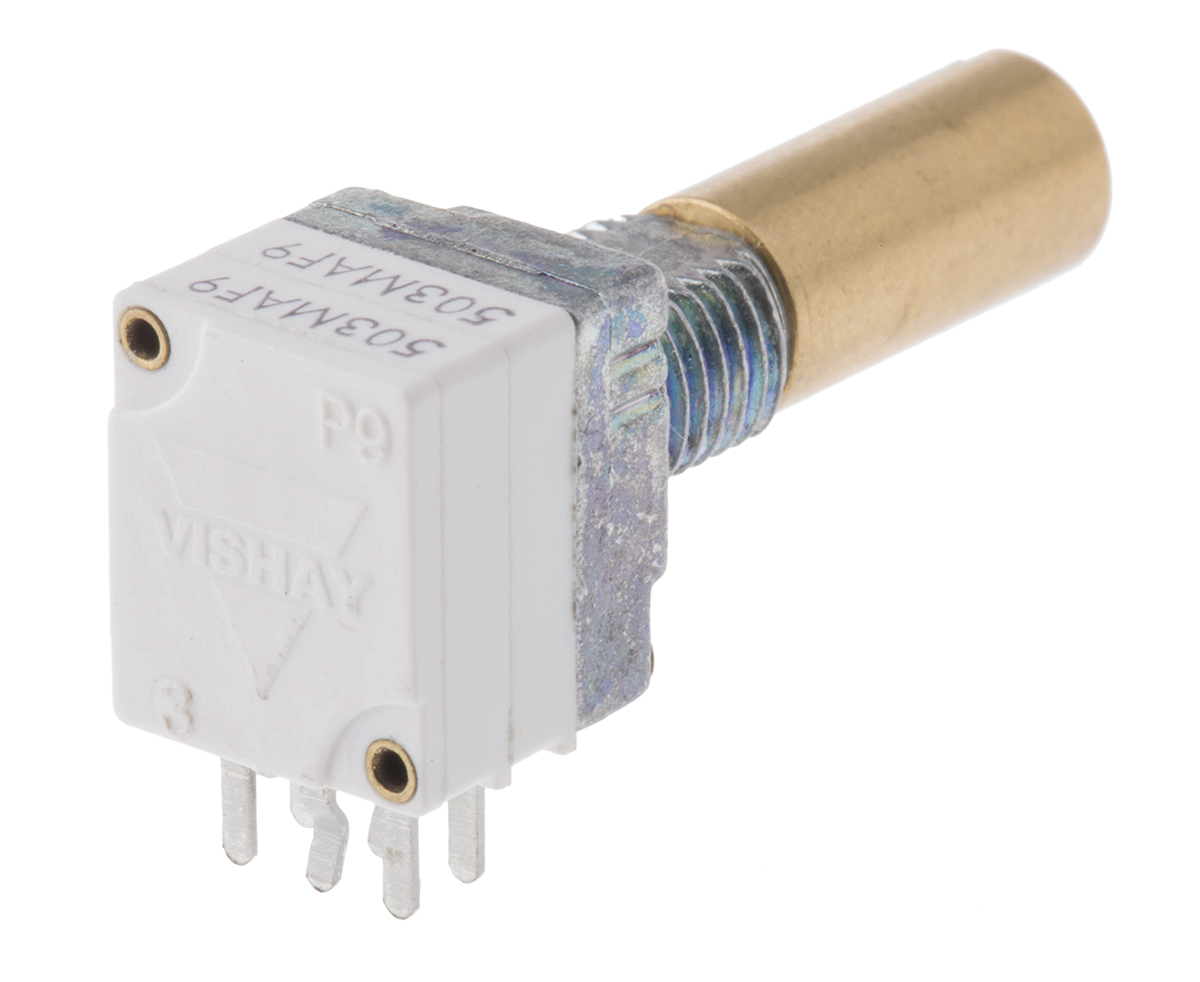 Vishay 2 Gang Rotary Conductive Plastic Potentiometer with a 6 mm Dia. Shaft, 50kΩ, ±20%, 0.05W, Linear