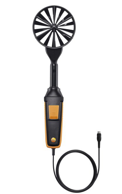 Testo Data Logging Vane Probe 70 °C, 70 °C Max, 100 %RH Max, Battery-Powered